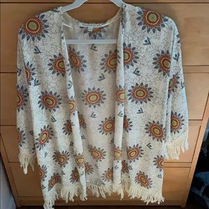 Cream kimono with orange medallions